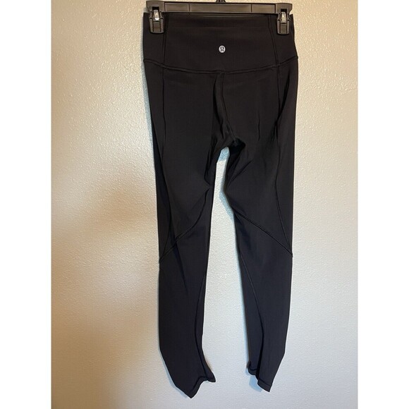 Lululemon Cropped Leggings Black Athletic Yoga Gym Womens Size 6 Namaste In Love - Picture 3 of 7